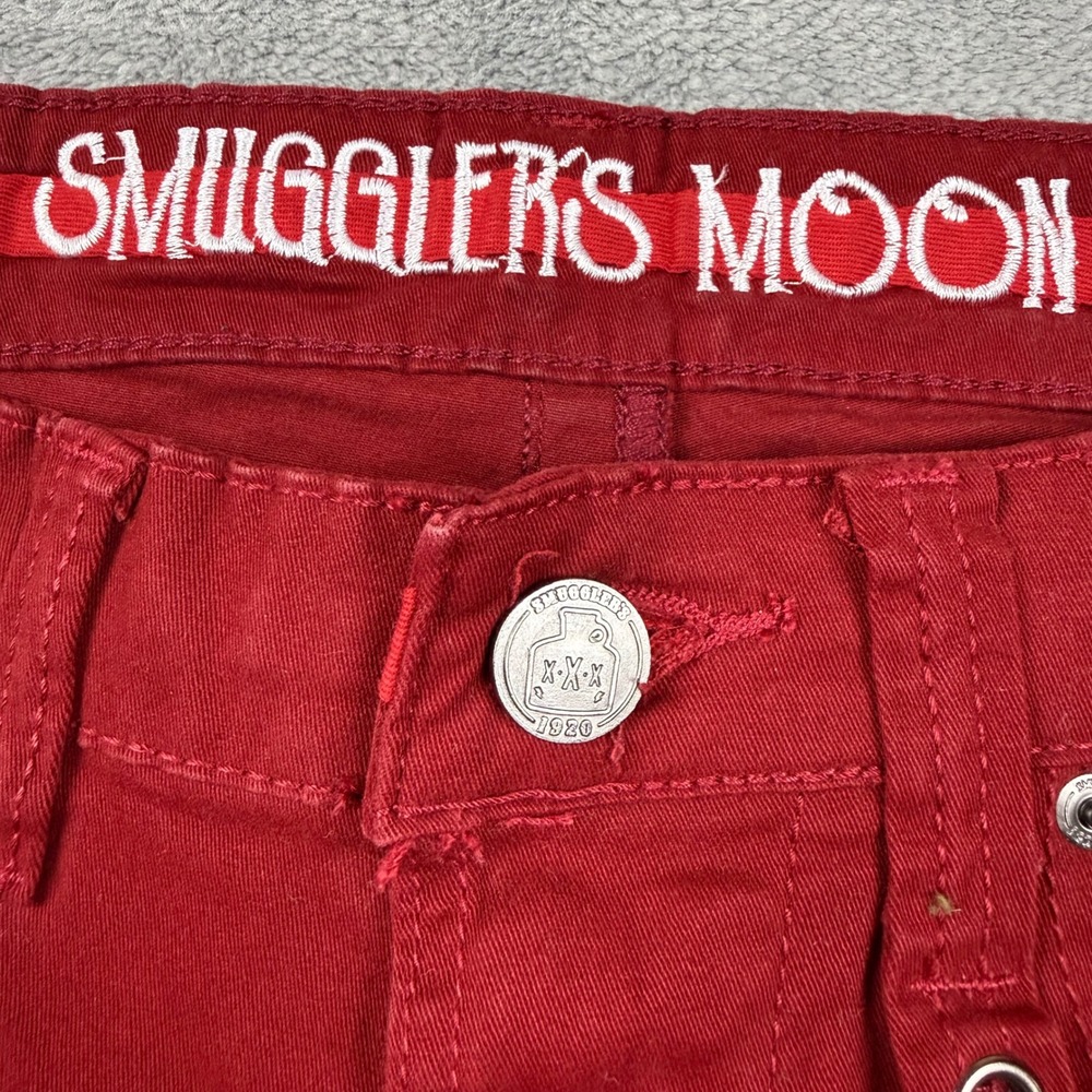 Smugglers Moon Mens Red Cargo Pants Zippers Distressed Utility Slim Fit 34x32 - Picture 4 of 9